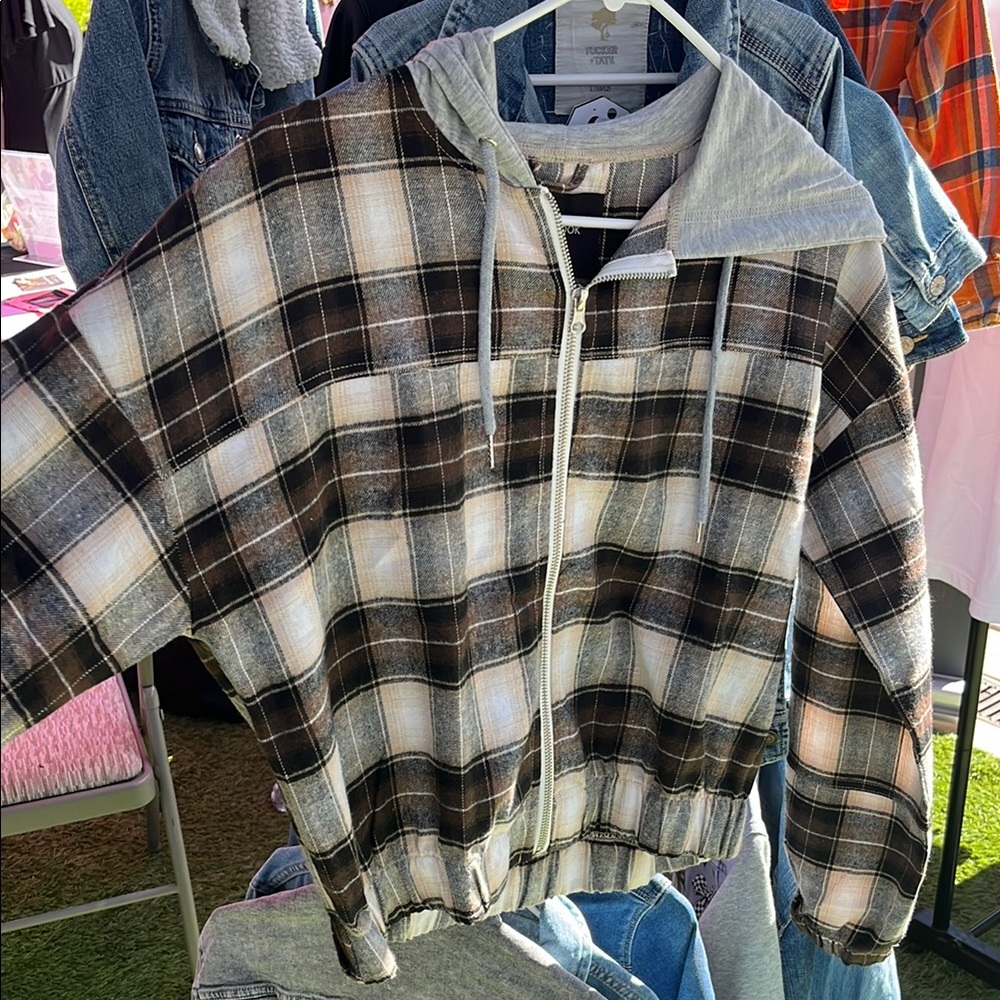 New Look Checkered Hoodie Jacket